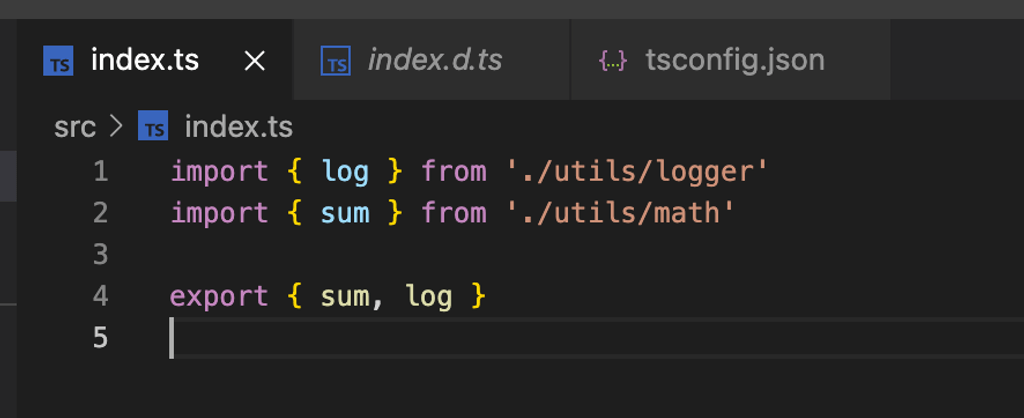 Example of index.ts file with relative code and no errors