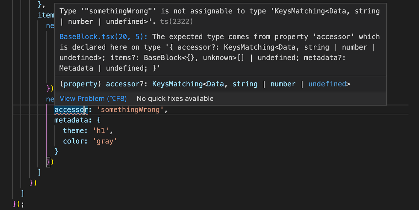 Example of TypeScript validation for accessor for schema