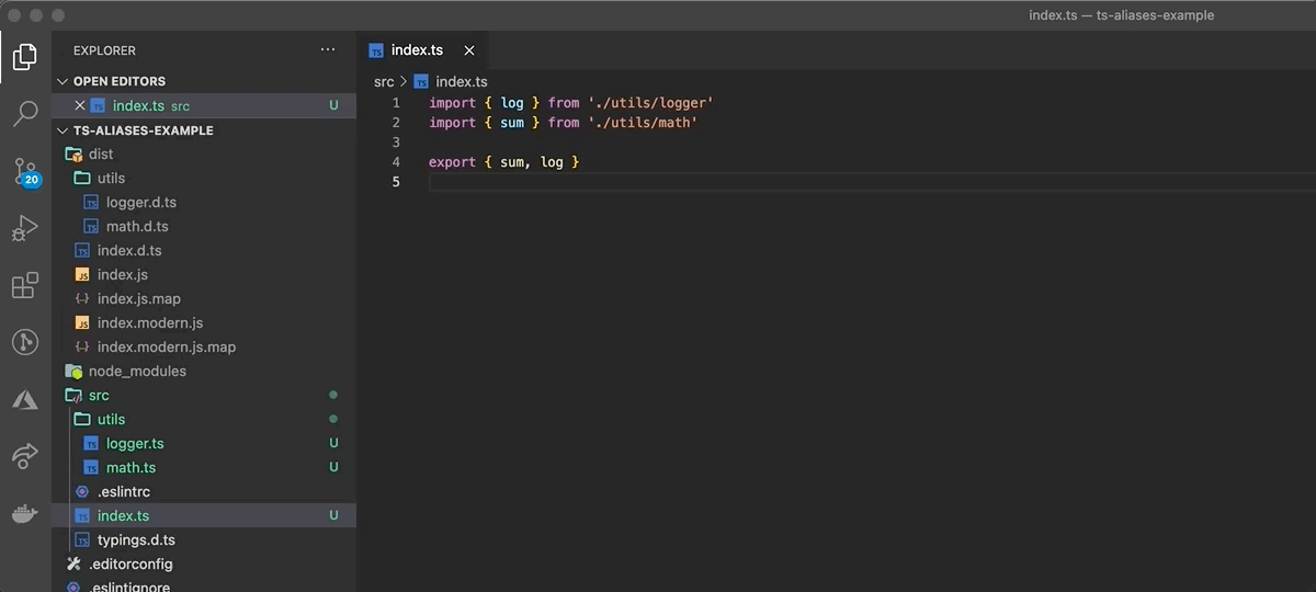 Animated example of index.d.ts file with nested errors