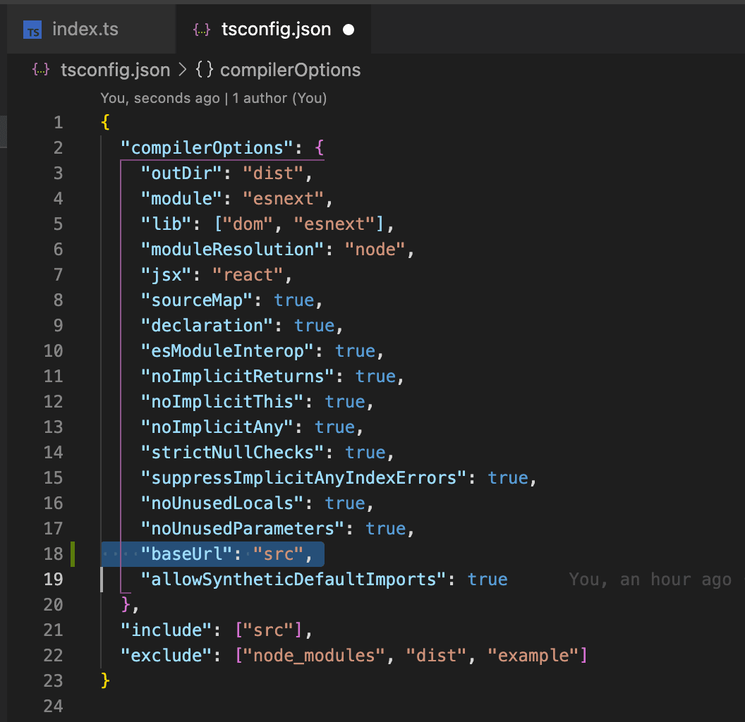 Example of tsconfig.json file
