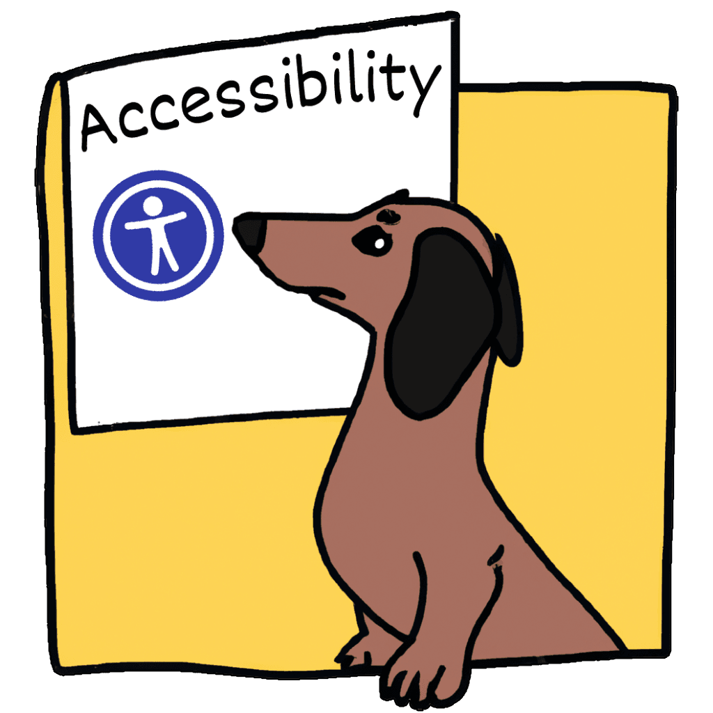 Dachshund watching at the accrssibility sign
