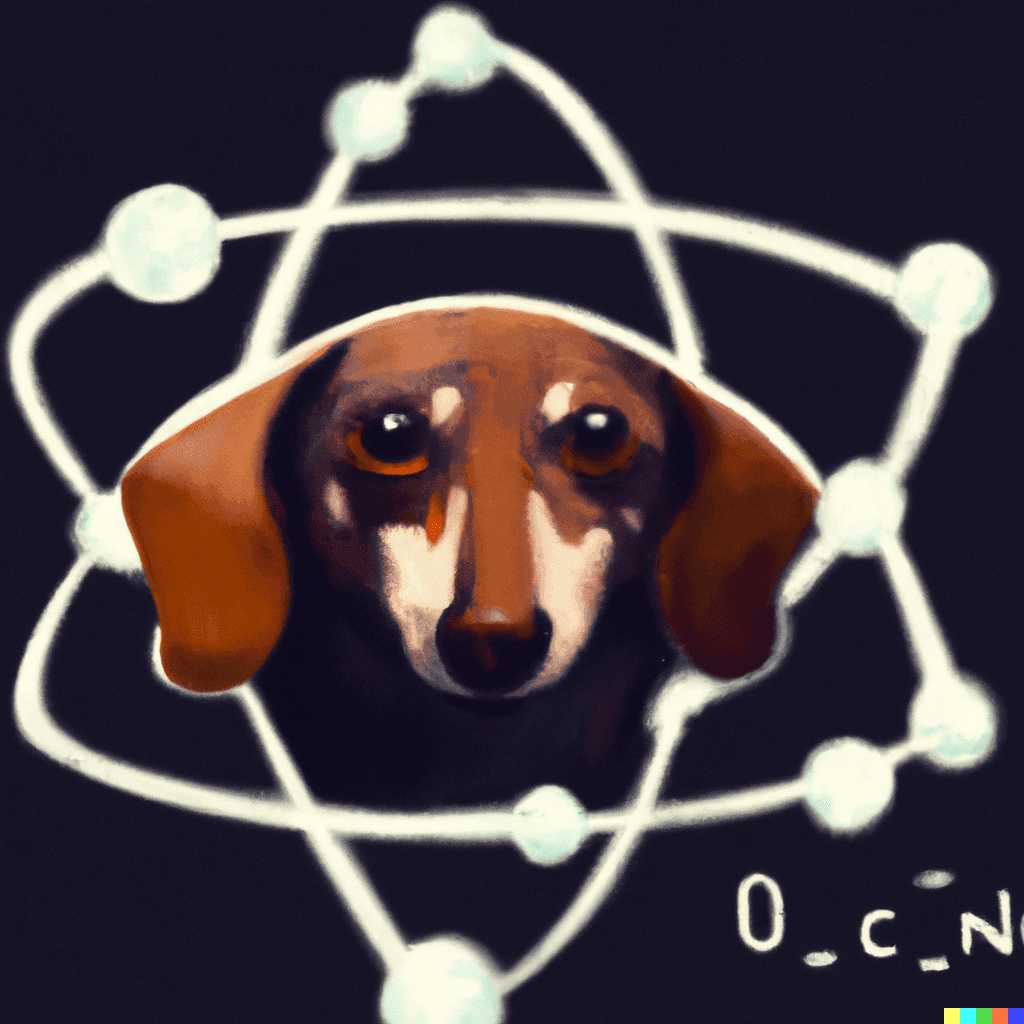 Dachshund picture as atom shape