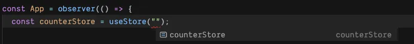 TypeScript hint for the useStore hook